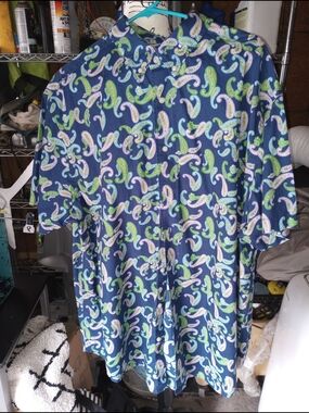 Daniel Cremieux Navy Short-Sleeve Paisley Button-Down Shirt